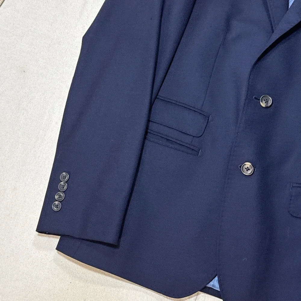 Strong Suit Blazer Mens 38S Blue Wool Flexo Sport Coat Jacket